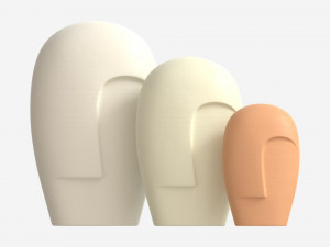 Decorative Ceramic Face-vases Set Modelo 3D