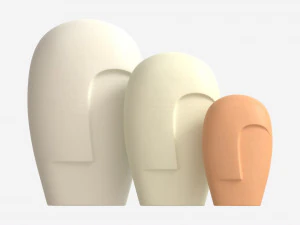 Decorative Ceramic Face-vases Set 3D Model