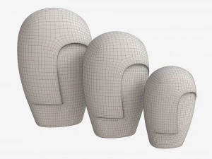 Decorative Ceramic Face-vases Set 3D Model
