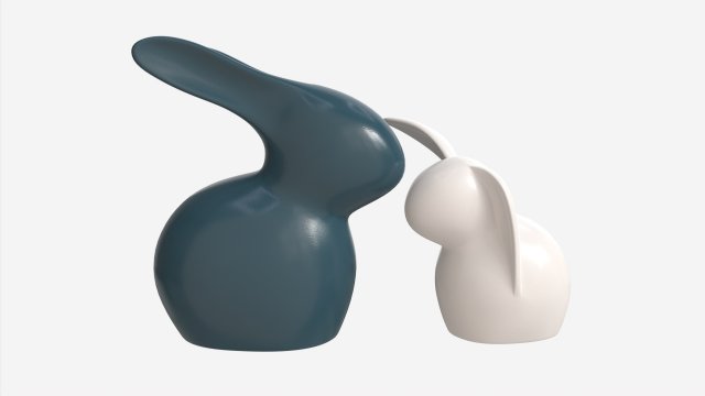 Decorative Ceramic Rabbits Set 3D-Modell .c4d .max .obj .3ds .fbx .stl .blend 