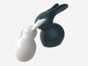 Decorative Ceramic Rabbits Set 3D-Modell