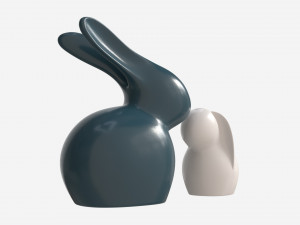 Decorative Ceramic Rabbits Set 3D-Modell