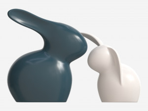 Decorative Ceramic Rabbits Set 3D-Modell