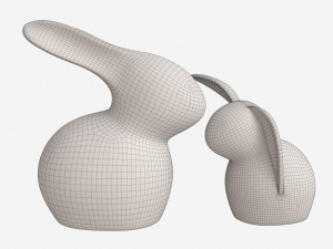 Decorative Ceramic Rabbits Set 3D-Modell