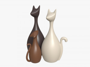 Abstract Animal Cat Ceramic Figurine Set 3D 모델