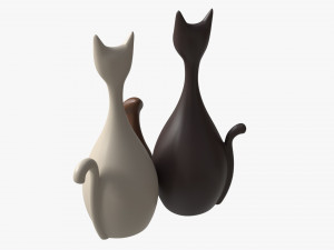 Abstract Animal Cat Ceramic Figurine Set 3D 모델