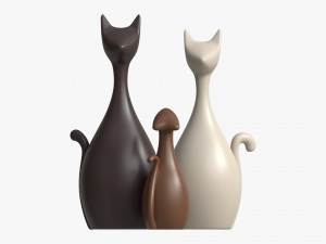 Abstract Animal Cat Ceramic Figurine Set 3D 모델