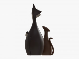Abstract Animal Cat Ceramic Figurine Set 3D 모델