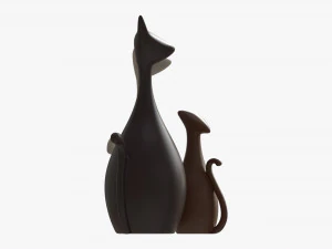 Abstract Animal Cat Ceramic Figurine Set 3D Model