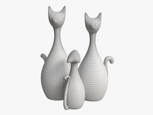 Abstract Animal Cat Ceramic Figurine Set 3D 모델