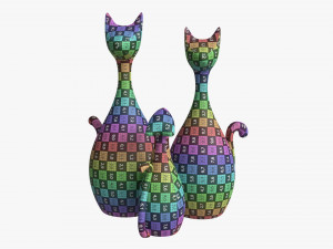 Abstract Animal Cat Ceramic Figurine Set 3D 모델