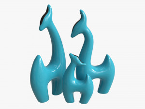 Abstract Animal Ceramic Figurine Set 02 Model 3D
