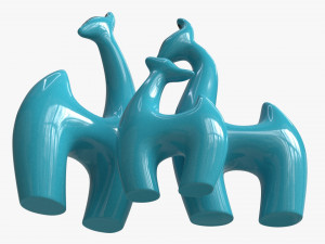 Abstract Animal Ceramic Figurine Set 02 Modelo 3D