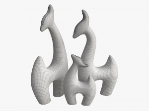Abstract Animal Ceramic Figurine Set 02 Modelo 3D