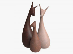 Ensemble de figurines en c&eacute;ramique d'animaux abstraits 03 Modèle 3D