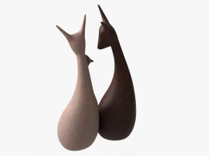 Abstract Animal Ceramic Figurine Set 03 3D Model