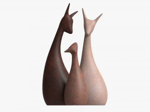 Abstract Animal Ceramic Figurine Set 03 3D Model