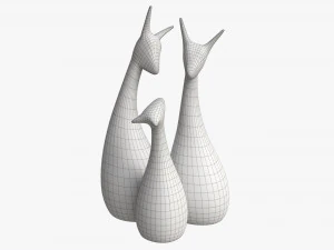 Abstract Animal Ceramic Figurine Set 03 3D Model