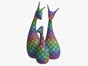 Abstract Animal Ceramic Figurine Set 03 3D Model