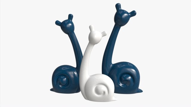 Abstract Animal Snail Ceramic Figurine Set 3D 模型 .c4d .max .obj .3ds .fbx .stl .blend 