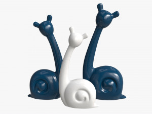 Abstract Animal Snail Ceramic Figurine Set Model 3D