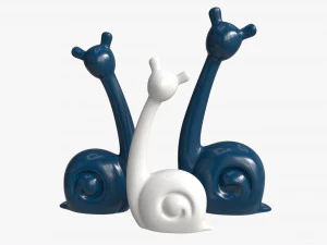 Ensemble de figurines en c&eacute;ramique d&rsquo;escargot animal abstrait Modèle 3D