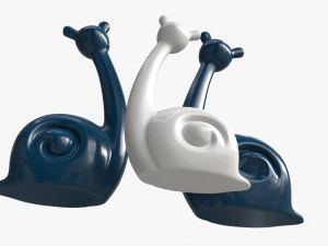 Abstract Animal Snail Ceramic Figurine Set 3D Model