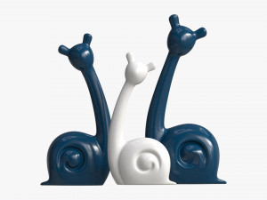 Abstract Animal Snail Ceramic Figurine Set 3D 模型