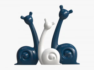 Abstract Animal Snail Ceramic Figurine Set 3D Model