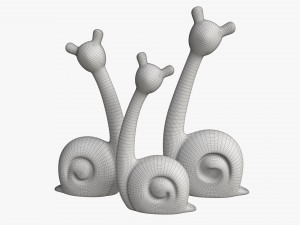 Abstract Animal Snail Ceramic Figurine Set 3D 模型