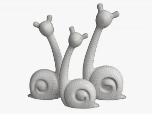 Abstract Animal Snail Ceramic Figurine Set 3D Model