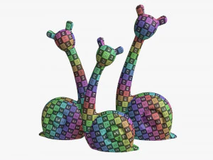 Abstract Animal Snail Ceramic Figurine Set 3D Model