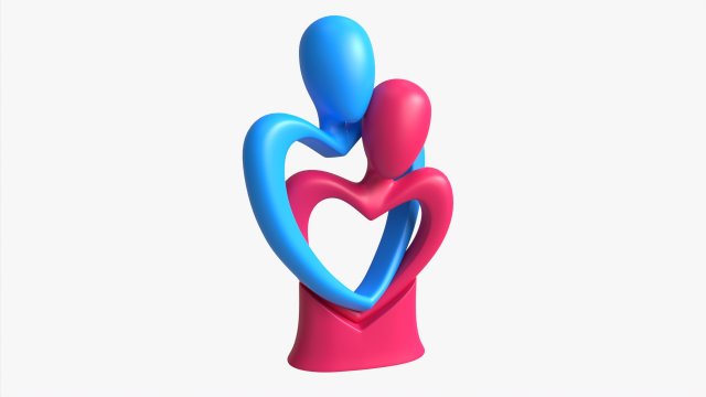 Abstract Ceramic Lovers Figurine Hugging 3D Model .c4d .max .obj .3ds .fbx .stl .blend 