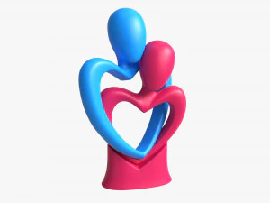 Figurine abstraite d&rsquo;amoureux en c&eacute;ramique &eacute;treignant Modèle 3D