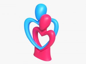 Abstract Ceramic Lovers Figurine Hugging 3D Model