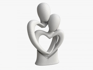 Abstract Ceramic Lovers Figurine Hugging 3D Model