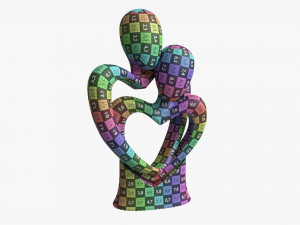 Abstract Ceramic Lovers Figurine Hugging 3D Model