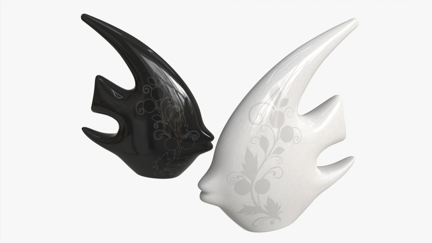 Abstract Fish Ceramic Figurine Set 03 3D Model .c4d .max .obj .3ds .fbx .stl .blend