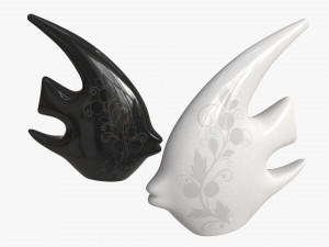 Abstract Fish Ceramic Figurine Set 03 Model 3D