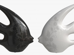 Abstract Fish Ceramic Figurine Set 03 3D Model