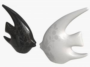 Abstract Fish Ceramic Figurine Set 03 3D Model