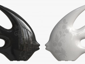 Abstract Fish Ceramic Figurine Set 03 3D Model