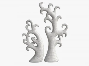 Abstract Tree Ceramic Figurine Set 06 v2 3D Model
