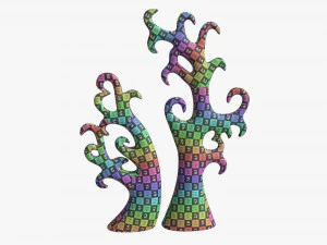 Abstract Tree Ceramic Figurine Set 06 v2 3D Model