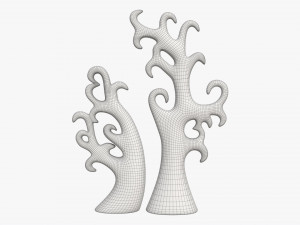 Abstract Tree Ceramic Figurine Set 06 v3 3D मॉडल