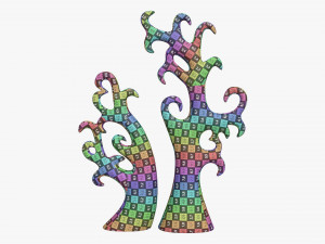 Abstract Tree Ceramic Figurine Set 06 v3 3D मॉडल
