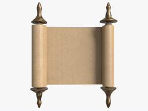 Ancient Scroll With Metal Rods blank 01 3D 模型