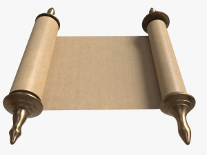 Ancient Scroll With Metal Rods blank 01 3D 模型