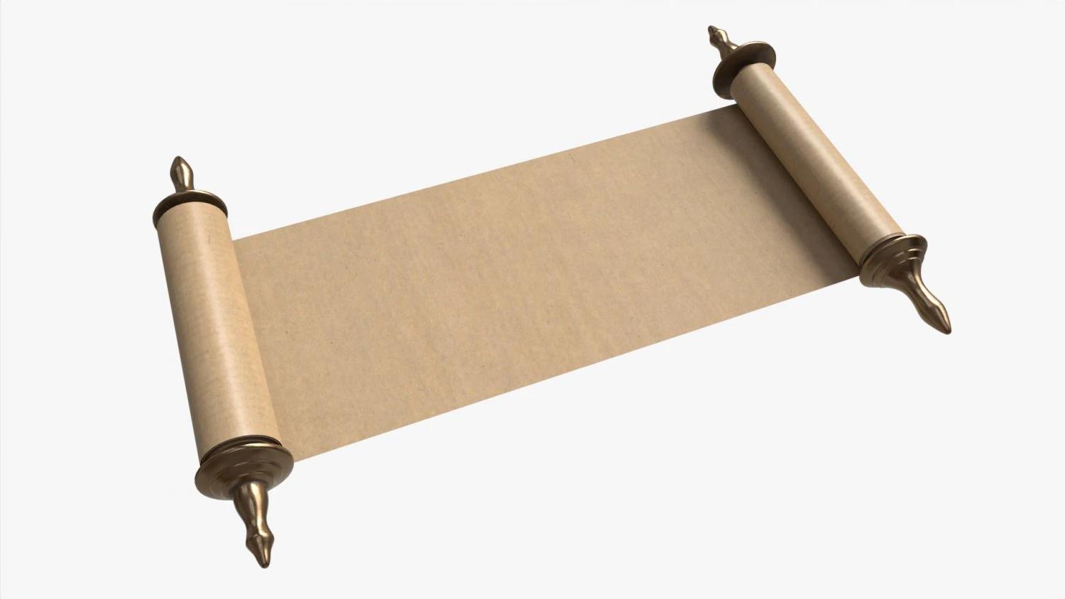 Ancient Scroll With Metal Rods blank 02 3D Model .c4d .max .obj .3ds .fbx .stl .blend 