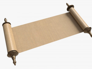 Ancient Scroll With Metal Rods blank 02 Model 3D